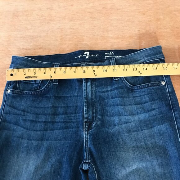 7 for all Mankind Ankle Gwenevere Jeans Women 32 Blue Mid Rise Raw Hem Stretch - Picture 10 of 14